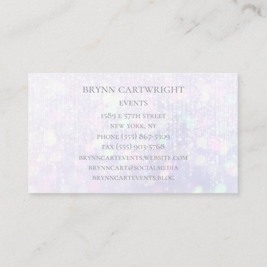 Iridescent Bokeh Sparkle Lights White Visitenkarte (Rückseite)