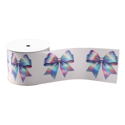 Iridescent Bow Rainbow Colors Ripsband (Spule)