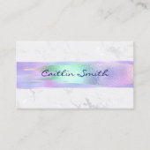 Iridescent Brush Stroke Silver White Foil Marmor Visitenkarte (Vorderseite)