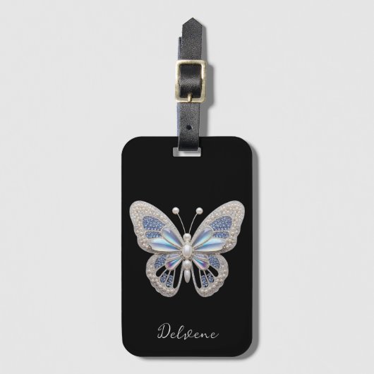 Iridescent Butterfly Elegance Gepäckanhänger (Vorderseite Vertikal)