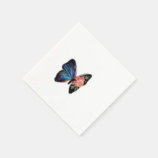 Iridescent Butterfly Floral Cocktail Napkins - Bri Serviette