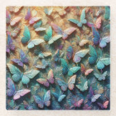 Iridescent Butterfly Garden Mousepad Glasuntersetzer (Vorderseite)