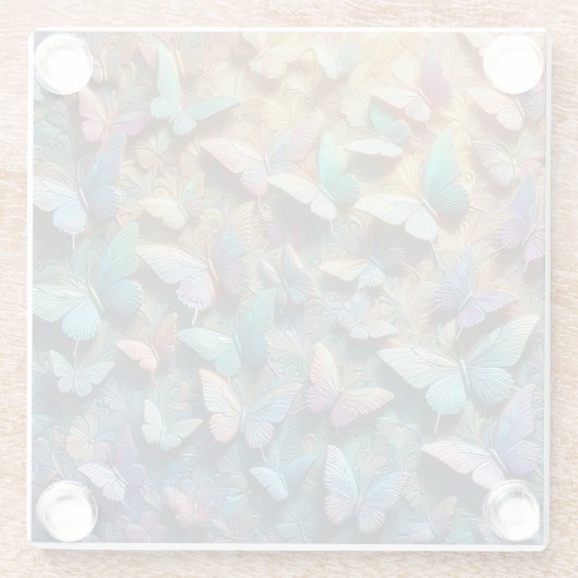 Iridescent Butterfly Garden Mousepad Glasuntersetzer (Rückseite)