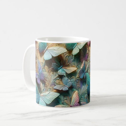 Iridescent Butterfly Garden Mug Kaffeetasse (Vorderseite Links)