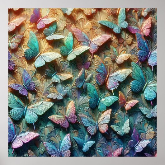 Iridescent Butterfly Garden Poster (Vorne)