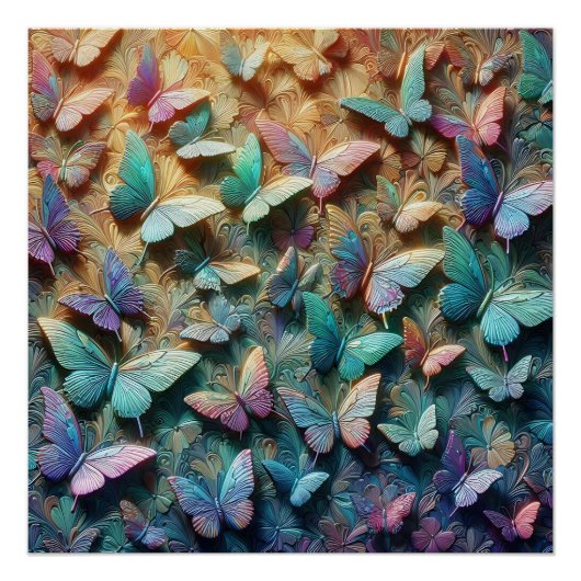 Iridescent Butterfly Garden Poster (Vorderseite)