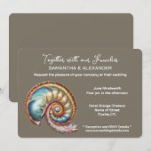Iridescent Conch Shell Minimalist wedding Einladung (Vorne/Hinten)