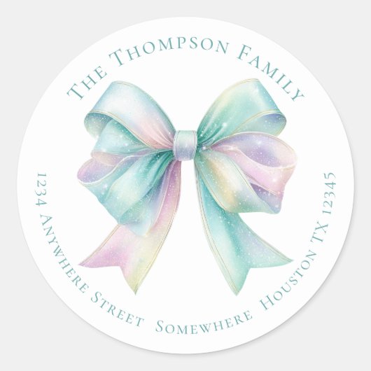 Iridescent Coquette Rücksendename Anschrift Weihna Runder Aufkleber (Vorderseite)