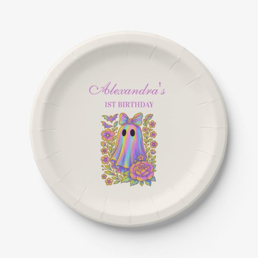 Iridescent Coquette Spooky ONE Halloween Pappteller (Vorderseite)