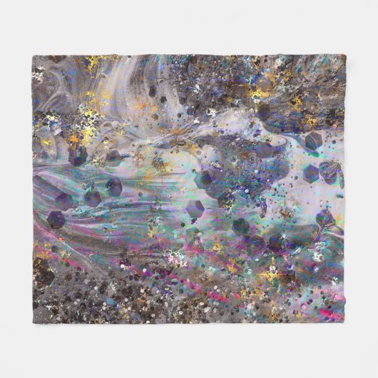 Iridescent Crystal Marble Galaxy Fleece Blanket (Vorderseite (Horizontal))