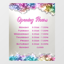 Iridescent Crystals Openings Stunden Fensterheber Fensteraufkleber