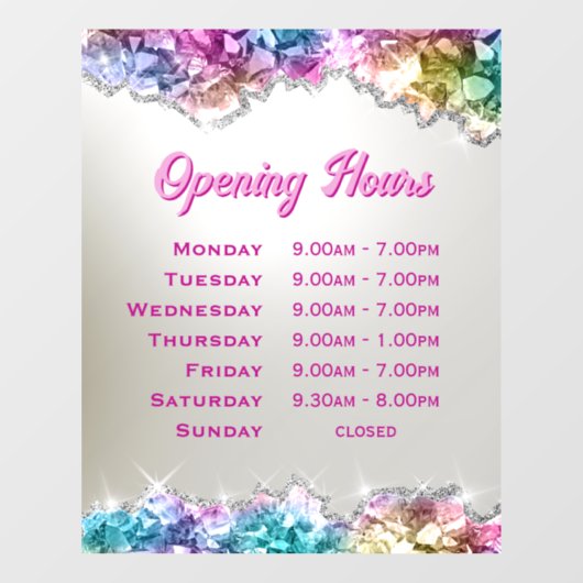 Iridescent Crystals Openings Stunden Fensterheber Fensteraufkleber (Blatt)