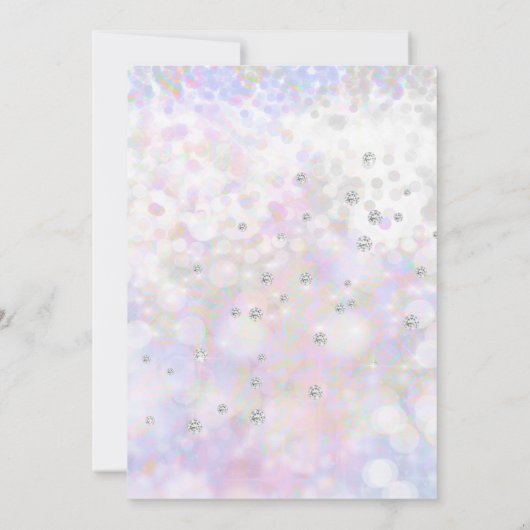 Iridescent Diamond Wedding Dress Brautparty Einladung (Rückseite)