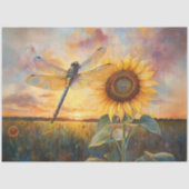 Iridescent Dragonfly Rustikale Sonnenblume Dekoupa Seidenpapier (Vorderseite)