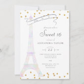 Iridescent Eiffel Tower Paris Gold Chic Sweet 16 Einladung (Vorderseite)