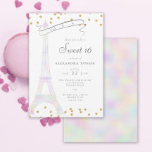 Iridescent Eiffel Tower Paris Gold Chic Sweet 16