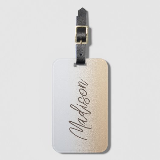 Iridescent Elegante Script Personalisiert Name Gepäckanhänger (Vorderseite Vertikal)