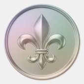 Iridescent Fleur de Lis Envelope Seal Embossed  Runder Aufkleber (Vorderseite)