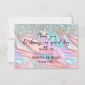 Iridescent Foil and Glitzer Wedding Dankeschön Car Einladung (Vorderseite)