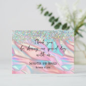 Iridescent Foil and Glitzer Wedding Dankeschön Car Einladung (Stehend Vorderseite)