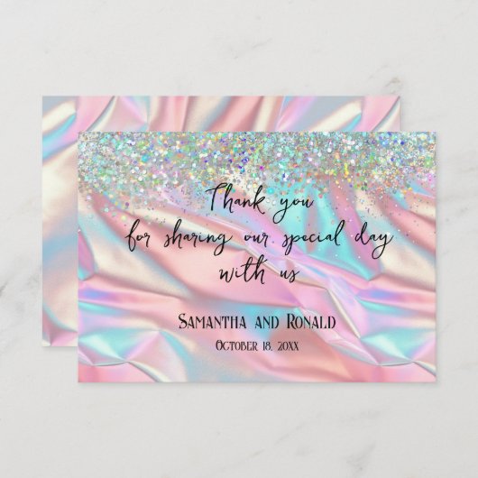 Iridescent Foil and Glitzer Wedding Dankeschön Car Einladung (Vorne/Hinten)