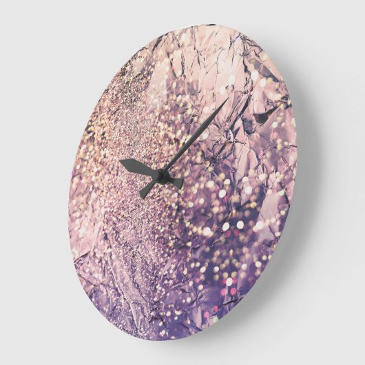 Iridescent Foil, Glitzern, Bokeh Große Wanduhr (Winkel)