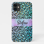 Iridescent Foil Rainbow Leopard Lila Case-Mate iPhone Hülle (Rückseite)