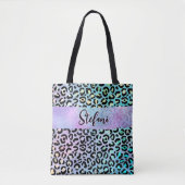 Iridescent Foil Rainbow Leopard Lila Tasche (Vorderseite)