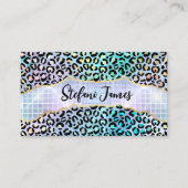 Iridescent Foil Rainbow Leopard Lila Visitenkarte (Vorderseite)