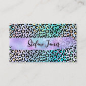 Iridescent Foil Rainbow Leopard Lila Visitenkarte (Vorderseite)