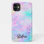 Iridescent Foil Regenbogen Leopard Pink Case-Mate iPhone Hülle (Rückseite)