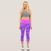 Iridescent Fuchsia Star Glitzer Capri Leggings (Vorderseite)