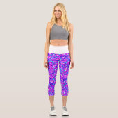 Iridescent Fuchsia Star Glitzer Capri Leggings (Vorderseite)