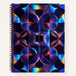 Iridescent Geometric Glow Spiral Notebook - Abstra Notizblock