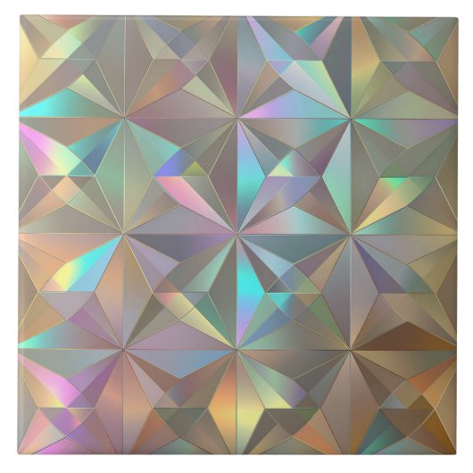 Iridescent Geometric Starburst Pattern ID1179 Fliese (Vorderseite)