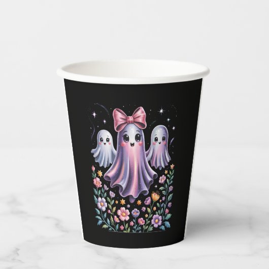 Iridescent Ghost Girl Halloween Pappbecher (Vorderseite)