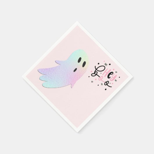 Iridescent Ghost Hey Boo Pastel Halloween Geburtst Serviette (Ecke)