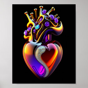 Iridescent Glass Heart Digitale Kunst Poster