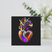 Iridescent Glass Heart Valentine Karte (Stehend Vorderseite)