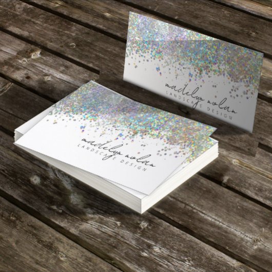 Iridescent Glitzer Border Calligraphy ID936 Visitenkarte