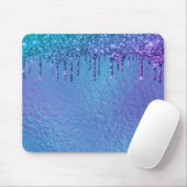 Iridescent Glitzer Tropfens Blau Lila Holografie Mousepad (Mit Mouse)