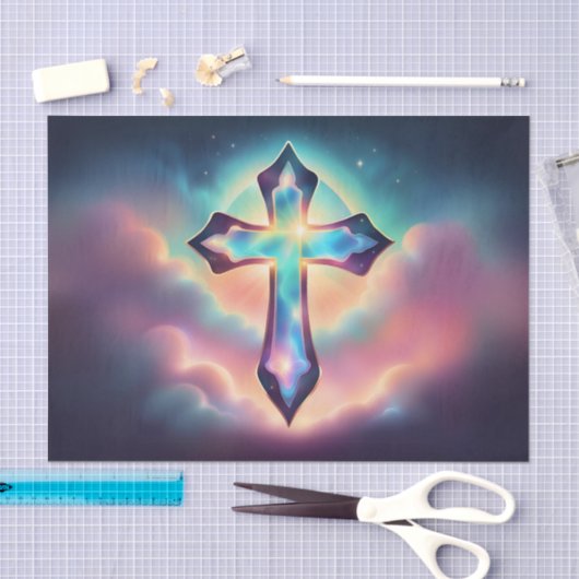 Iridescent Glows Cross Decoupage Tissue Seidenpapier (Handwerk)