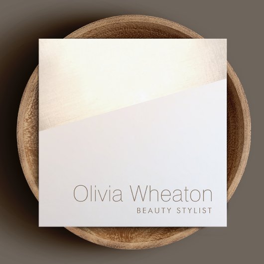 Iridescent Gold Geometric Salon Stylist Quadratische Visitenkarte