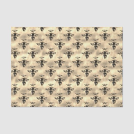 Iridescent Gold Queen Bee Crown Apiary Muster Seidenpapier (Vorderseite)