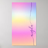 Iridescent Gradient Glam Name Telefon-Hintergrundb Poster (Vorne)