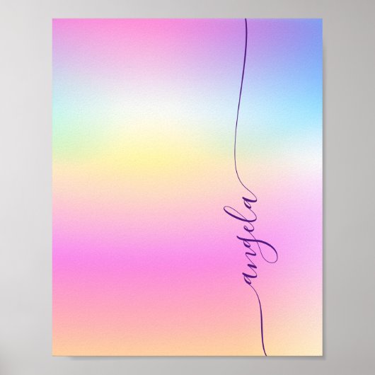 Iridescent Gradient Glam Name Telefon-Hintergrundb Poster (Vorne)