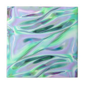 Iridescent Green und Blue MetallicMarbled Fliese (Vorderseite)