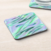 Iridescent Green und Blue MetallicMarbled Getränkeuntersetzer (Linke Seite)