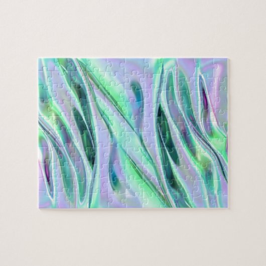 Iridescent Green und Blue MetallicMarbled Puzzle (Horizontal)