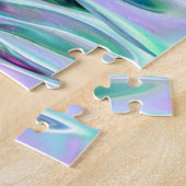 Iridescent Green und Blue MetallicMarbled Puzzle (Seite)